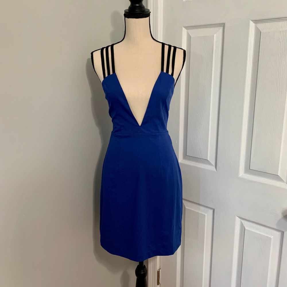 may & july cocktail dress M blue strappy - Picture 3 of 8